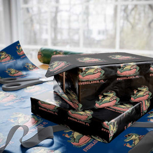 Funny Tropical Alligator Wrapping Paper Roll Everglades Florida FL Summer Vibe TS02 Black Print Your Wear