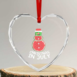Funny Tropical Xmas Heart Crystal Glass Ornament Watermelon Summer Snowman TS09 Transparent Glass 3'' Heart Print Your Wear