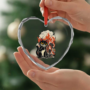 Funny Trouble Maker Cat Heart Crystal Glass Ornament Cute Mischief Graphic Gift For Cat Lover TS12 Print Your Wear