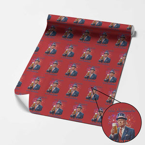 Funny Trump 4th of July Wrapping Paper Roll No Tariffs On Beer Drinking USA Patriotic 2025 TS02 Red Print Your Wear