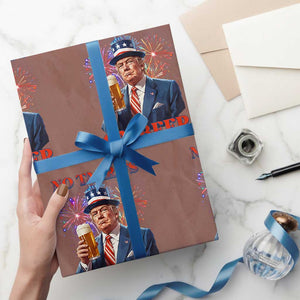 Funny Trump 4th of July Wrapping Paper Roll No Tariffs On Beer Drinking USA Patriotic 2025 TS02 Mocha Print Your Wear