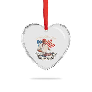Funny Trump Make Grilling Great Again Heart Crystal Glass Ornament Trump BBQ Grill Vintage American Flag TS11 Print Your Wear