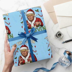 Funny Trump Patriotic Six Seven Meme Wrapping Paper Roll Tis The Season Christmas Gift TS12 Light Blue Print Your Wear