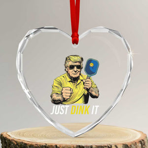Funny Trump Pickleball Heart Crystal Glass Ornament Just Dink It Pickle Ball Paddle TS11 Transparent Glass 3'' Heart Print Your Wear