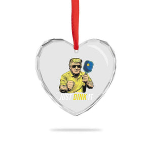 Funny Trump Pickleball Heart Crystal Glass Ornament Just Dink It Pickle Ball Paddle TS11 Print Your Wear