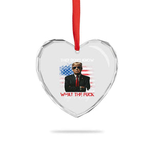 Funny Trump They Don't Know What The Fuck They're Doing Heart Crystal Glass Ornament American Flag - Print Your Wear