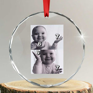 Funny Tuff Baby 67 Meme Crystal Glass Ornament Viral AI Niche Baby Six Seven Hand Gesture TS02 Transparent Glass 3'' Circle Print Your Wear