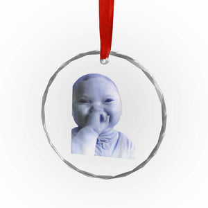 Funny Tuff Baby Giggling Meme Crystal Glass Ornament Viral AI Niche Baby Holding Laugh Face TS02 Print Your Wear