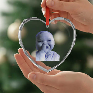 Funny Tuff Baby Giggling Meme Heart Crystal Glass Ornament Viral AI Niche Baby Holding Laugh Face TS02 Print Your Wear