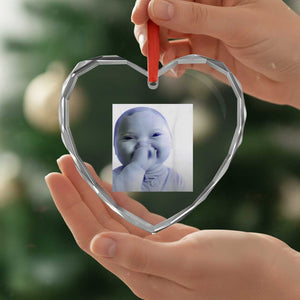 Funny Tuff Baby Giggling Meme Heart Crystal Glass Ornament Viral AI Niche Baby Holding Laugh Photo TS02 Print Your Wear