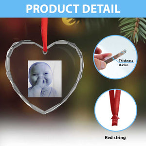 Funny Tuff Baby Giggling Meme Heart Crystal Glass Ornament Viral AI Niche Baby Holding Laugh Photo TS02 Print Your Wear
