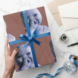 Funny Tuff Baby Giggling Meme Wrapping Paper Roll Viral AI Niche Baby Holding Laugh Face TS02 Mocha Print Your Wear