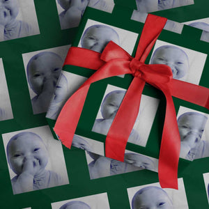Funny Tuff Baby Giggling Meme Wrapping Paper Roll Viral AI Niche Baby Holding Laugh Photo TS02 Green Print Your Wear