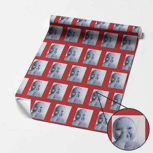 Funny Tuff Baby Giggling Meme Wrapping Paper Roll Viral AI Niche Baby Holding Laugh Photo TS02 Red Print Your Wear