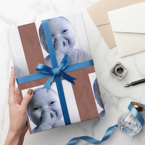 Funny Tuff Baby Giggling Meme Wrapping Paper Roll Viral AI Niche Baby Holding Laugh Photo TS02 Mocha Print Your Wear