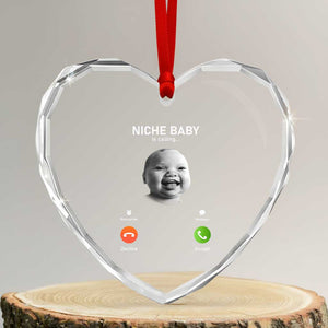 Funny Tuff Baby Meme Heart Crystal Glass Ornament Tell Em Son AI Niche Baby Motion Holding Laugh TS02 Transparent Glass 3'' Heart Print Your Wear