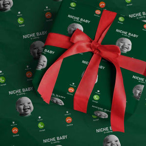 Funny Tuff Baby Meme Wrapping Paper Roll Tell Em Son AI Niche Baby Motion Holding Laugh TS02 Green Print Your Wear