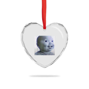 Funny Tuff Baby Side Eye Meme Heart Crystal Glass Ornament Viral AI Niche Baby Face Reaction TS02 Print Your Wear