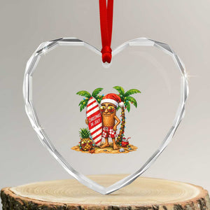 Funny Tung Tung Sahur Christmas In July Heart Crystal Glass Ornament Beach Party Vacation