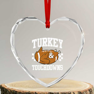 Funny Turkey And Touchdowns Heart Crystal Glass Ornament Thanksgiving American Football TS11 Transparent Glass 3'' Heart Print Your Wear