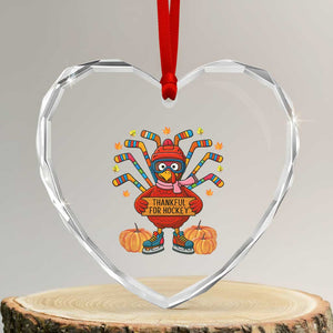 Funny Turkey Ice Hockey Gift Heart Crystal Glass Ornament Thankful For Hockey TS12 Transparent Glass 3'' Heart Print Your Wear