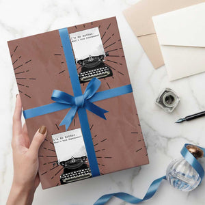 Funny Typewriter Wrapping Paper Roll I Am An Author What Is Your Superpower TS14 Light Blue Print Your Wear