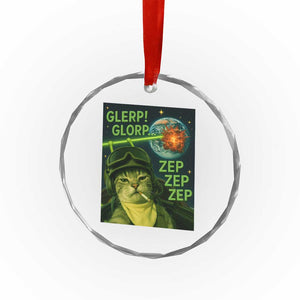 Funny UFO Alien Cat Selfie Crystal Glass Ornament Retro Space Sci-Fi Cat Pilot TS10 Print Your Wear