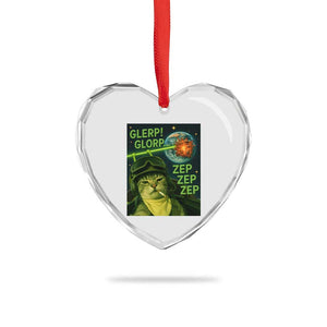 Funny UFO Alien Cat Selfie Heart Crystal Glass Ornament Retro Space Sci-Fi Cat Pilot TS10 Print Your Wear
