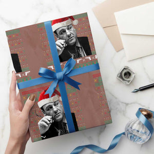 Funny Ugly Christmas Wrapping Paper Roll Funny Mafia Gangster Santa Sopranos Smoking TS10 Mocha Print Your Wear