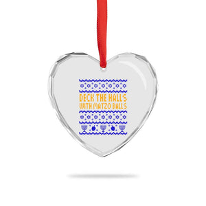 Funny Ugly Hanukkah Heart Crystal Glass Ornament Deck The Halls With Matzo Balls Jewish Gift TS12 Print Your Wear