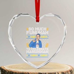 Funny Ugly Hanukkah Heart Crystal Glass Ornament So Much Funukah To Celebrate Hanukkah Sandler TS10 Transparent Glass 3'' Heart Print Your Wear