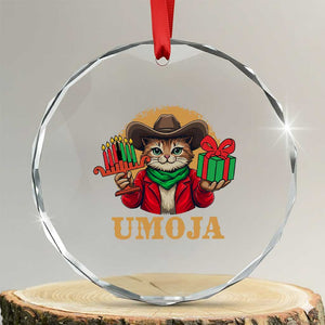 Funny Umoja Holiday Gift Crystal Glass Ornament CowCat Kwanzaa Kinara Candle And Presents TS12 Transparent Glass 3'' Circle Print Your Wear