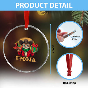 Funny Umoja Holiday Gift Crystal Glass Ornament CowCat Kwanzaa Kinara Candle And Presents TS12 Print Your Wear