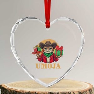 Funny Umoja Holiday Gift Heart Crystal Glass Ornament CowCat Kwanzaa Kinara Candle And Presents TS12 Transparent Glass 3'' Heart Print Your Wear