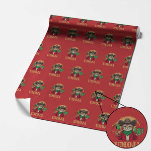 Funny Umoja Holiday Gift Wrapping Paper Roll CowCat Kwanzaa Kinara Candle And Presents TS12 Red Print Your Wear