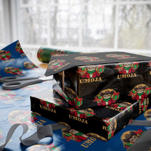 Funny Umoja Holiday Gift Wrapping Paper Roll CowCat Kwanzaa Kinara Candle And Presents TS12 Black Print Your Wear