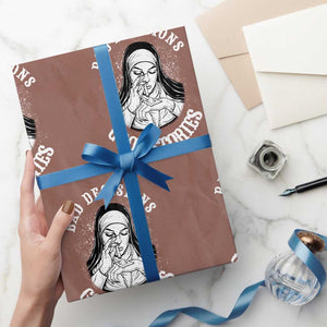 Funny Unholy Nun Wrapping Paper Roll Bad Decisions Good Stories TS14 Mocha Print Your Wear