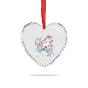 Funny Unicorn I Was 6 Now I Am 7 Heart Crystal Glass Ornament Girl Seventh Birthday Gift TS12 Print Your Wear