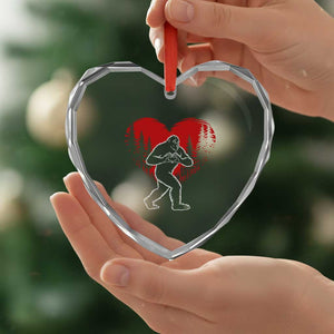 Funny Valentine Bigfoot in Love Heart Hand Sign Heart Crystal Glass Ornament Romantic Sasquatch in Forest Valentines Day TS02 Print Your Wear