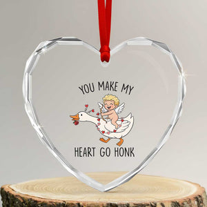 Funny Valentine Goose Heart Crystal Glass Ornament You Make My Heart Go Honk TS14 Transparent Glass 3'' Heart Print Your Wear