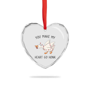 Funny Valentine Goose Heart Crystal Glass Ornament You Make My Heart Go Honk Cute Romantic Gift TS02 Print Your Wear
