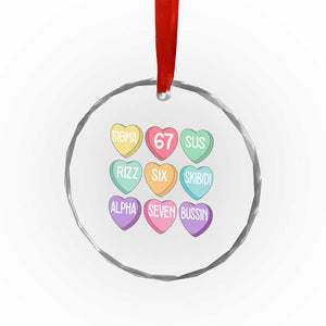 Funny Valentines Day 67 Meme Six Seven Sigma Rizz Heart Kids Crystal Glass Ornament TS11 Print Your Wear