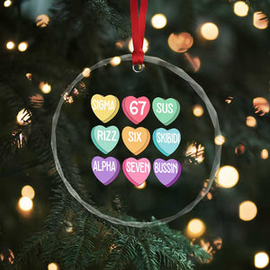 Funny Valentines Day 67 Meme Six Seven Sigma Rizz Heart Kids Crystal Glass Ornament TS11 Print Your Wear