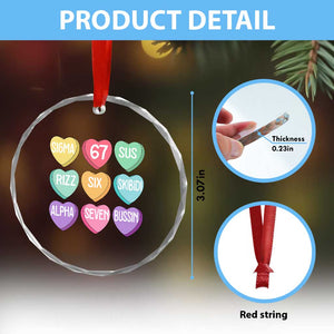 Funny Valentines Day 67 Meme Six Seven Sigma Rizz Heart Kids Crystal Glass Ornament TS11 Print Your Wear