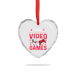 Funny Valentines Gamer Heart Crystal Glass Ornament V is for Video Games TS10 Print Your Wear