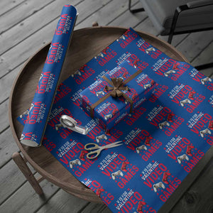 Funny Valentines Gamer Wrapping Paper Roll V is for Video Games TS10 Blue Print Your Wear