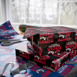 Funny Valentines Gamer Wrapping Paper Roll V is for Video Games TS10 Black Print Your Wear