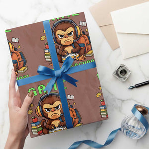 Funny Video Game Wrapping Paper Roll Cute Monkey Back To School TS14 Mocha Print Your Wear