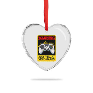 Funny Video Gamer Heart Crystal Glass Ornament Warning May Yell At Video Games TS14 Print Your Wear