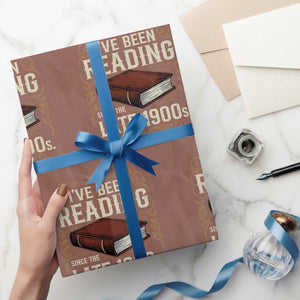 Funny Vintage 80s 90s Book Lover Wrapping Paper Roll I've Been Reading Since The Late 1900s Bookworm Humor